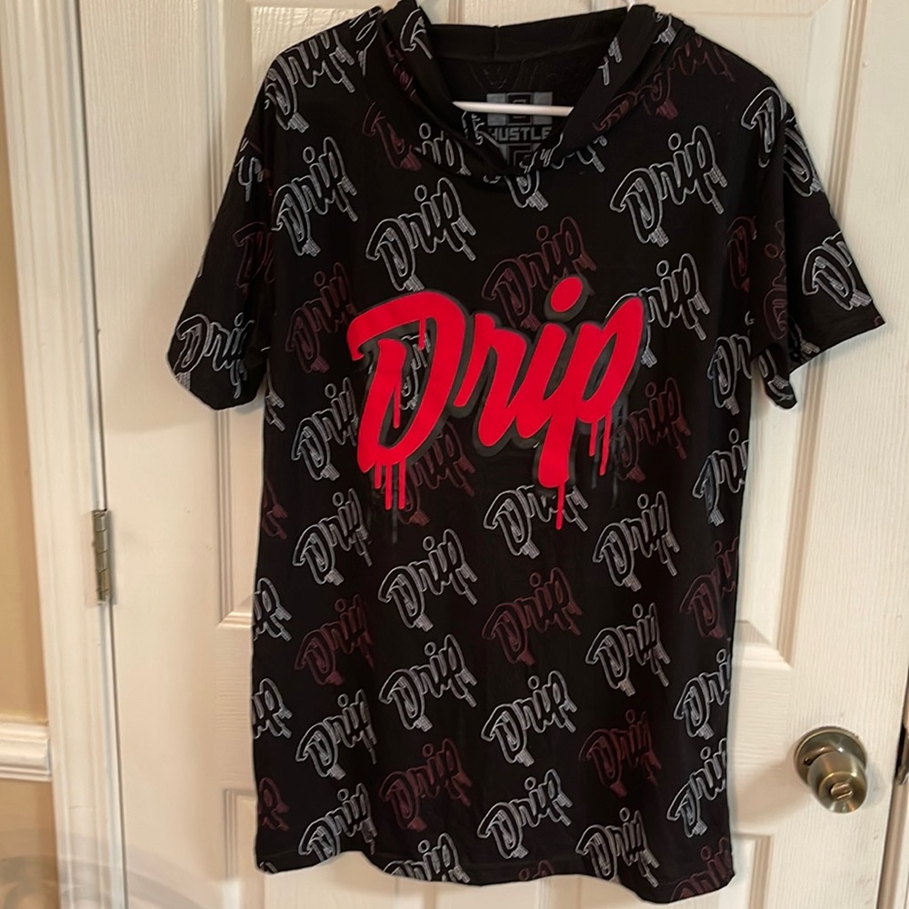 Hustle Drip short sleeve tee hoodie size L